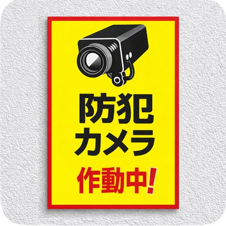 防犯カメラ作動中と書かれたステッカーのイラスト