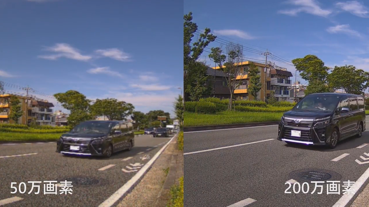 50万画素と200万画素の比較映像